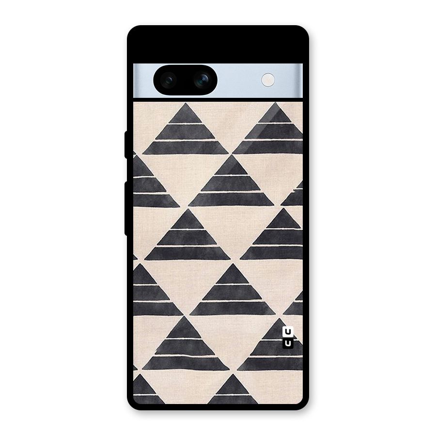 Black Slant Triangles Glass Back Case for Google Pixel 7a