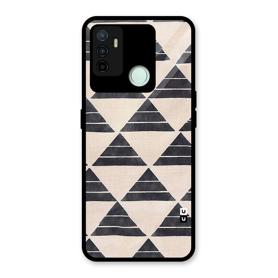 Black Slant Triangles Glass Back Case for Oppo A53
