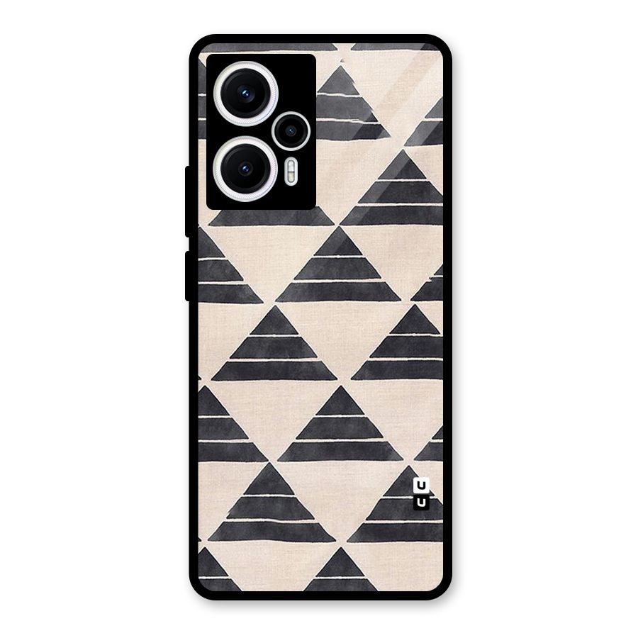 Black Slant Triangles Glass Back Case for Poco F5