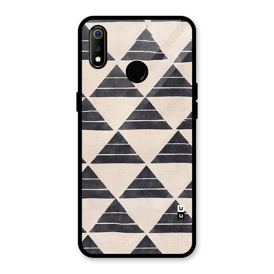Black Slant Triangles Glass Back Case for Realme 3i