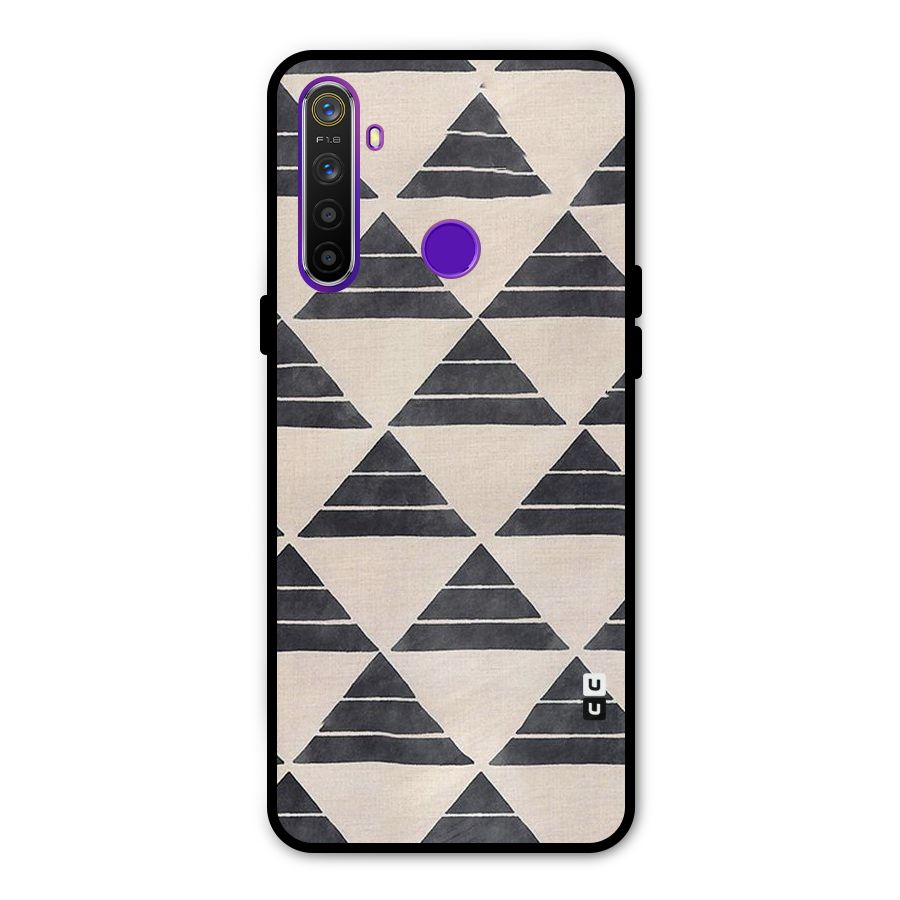 Black Slant Triangles Glass Back Case for Realme 5s