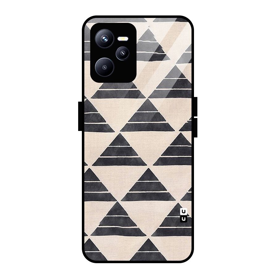 Black Slant Triangles Glass Back Case for Realme C35