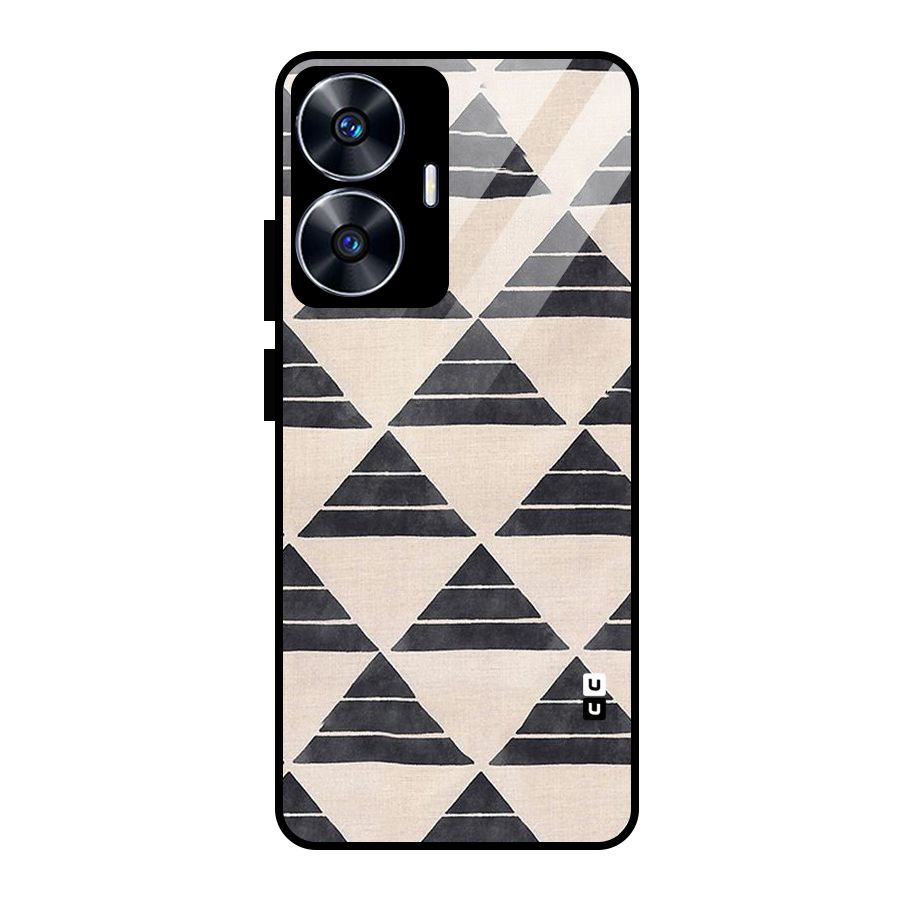 Black Slant Triangles Glass Back Case for Realme Narzo N55