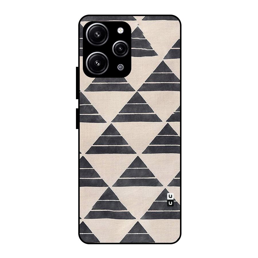 Black Slant Triangles Glass Back Case for Redmi 12 4G