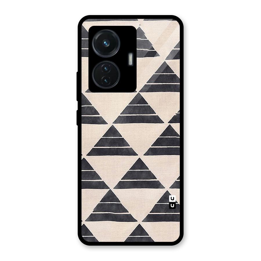 Black Slant Triangles Glass Back Case for Vivo T1 44W