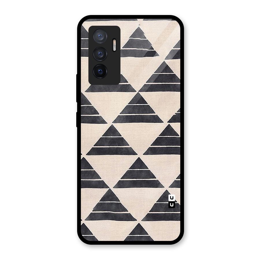 Black Slant Triangles Glass Back Case for Vivo V23e