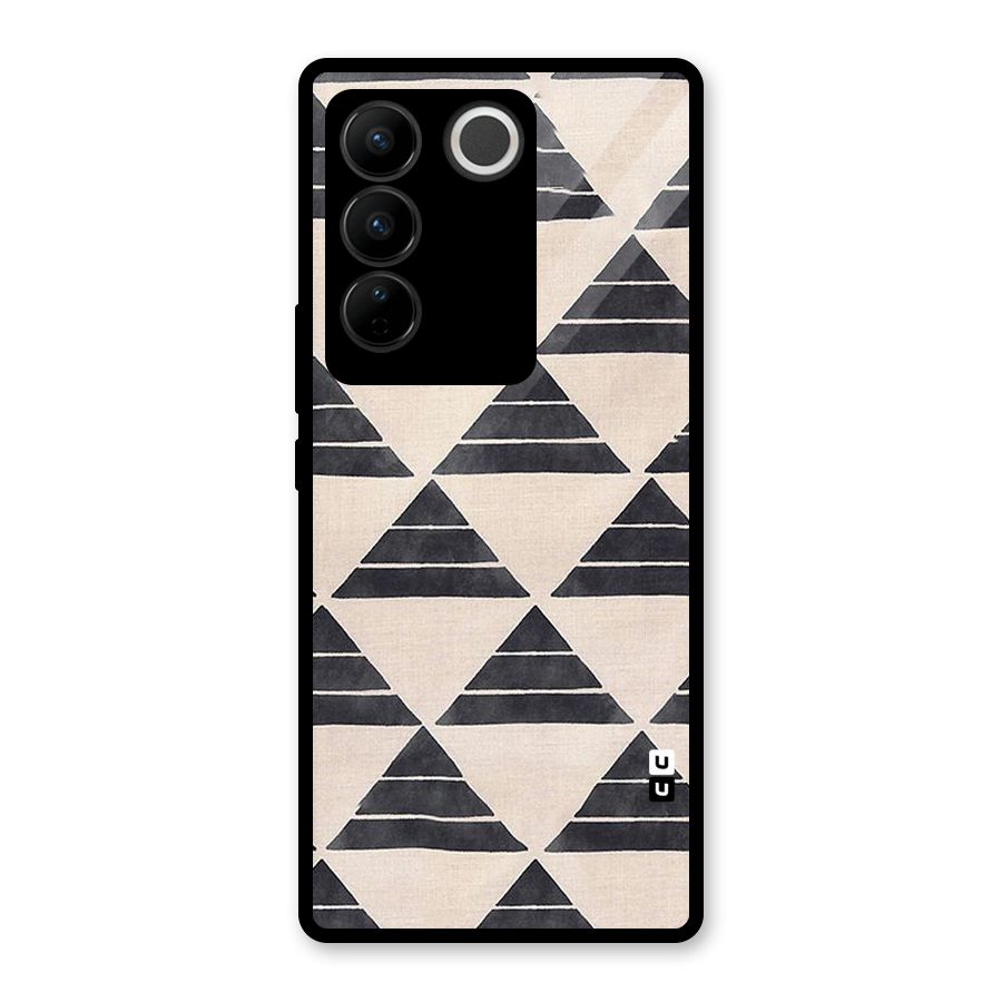 Black Slant Triangles Glass Back Case for Vivo V27