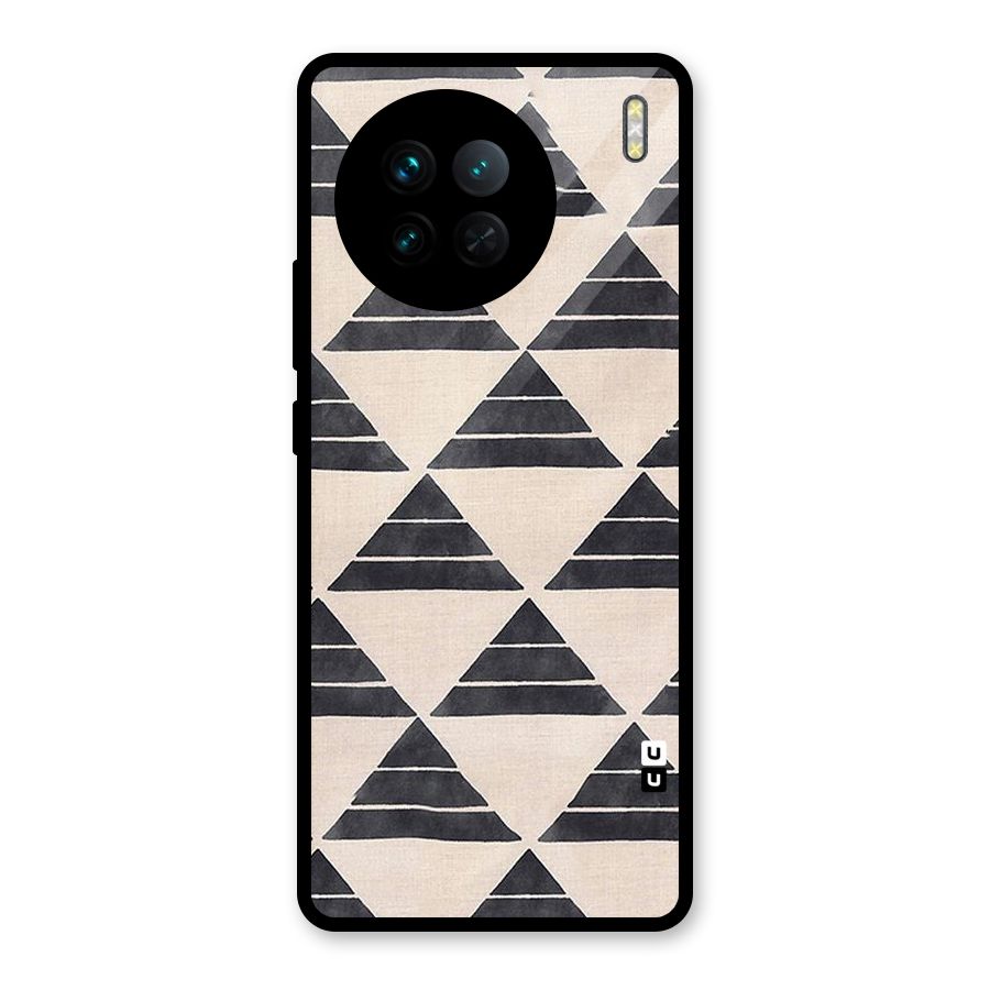 Black Slant Triangles Glass Back Case for Vivo X90