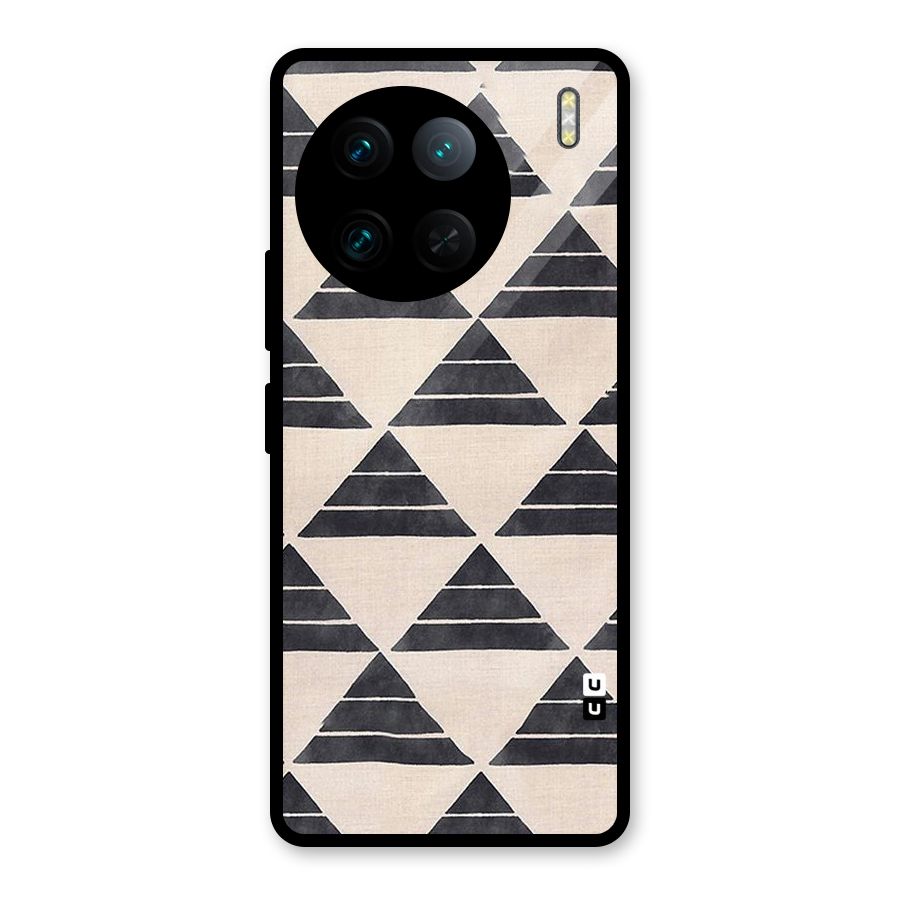 Black Slant Triangles Glass Back Case for Vivo X90 Pro