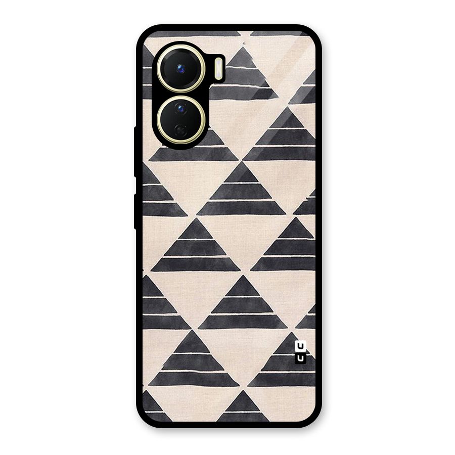 Black Slant Triangles Glass Back Case for Vivo Y16