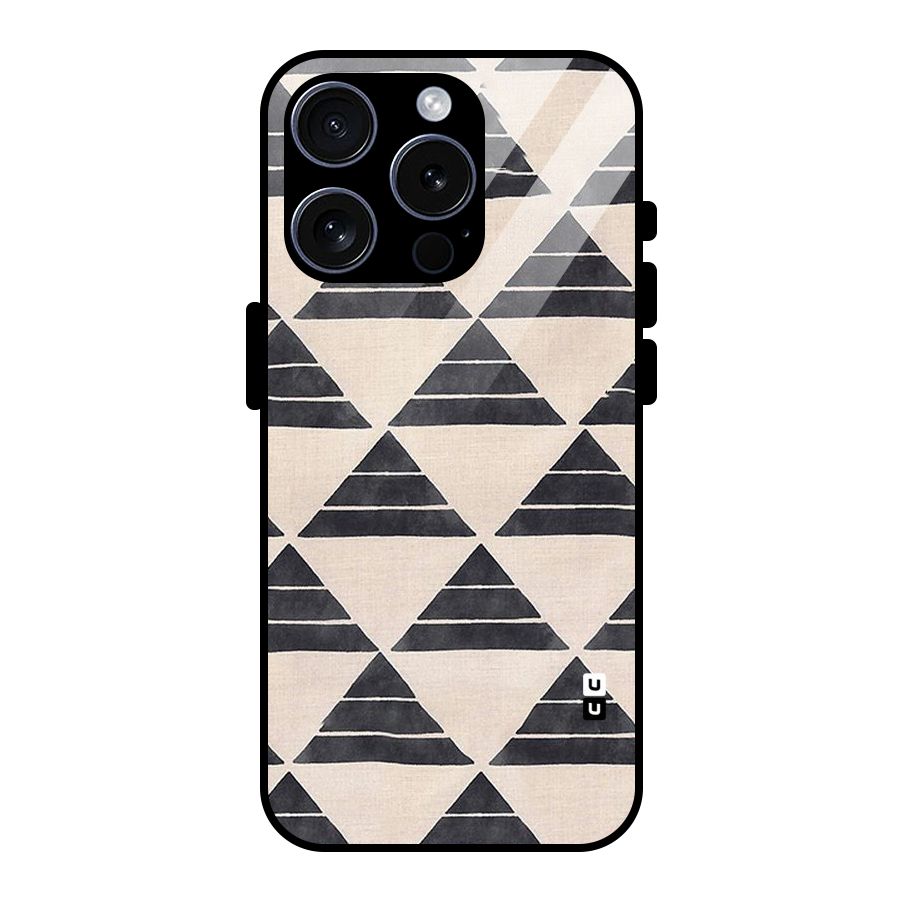 Black Slant Triangles Glass Back Case for iPhone 15 Pro