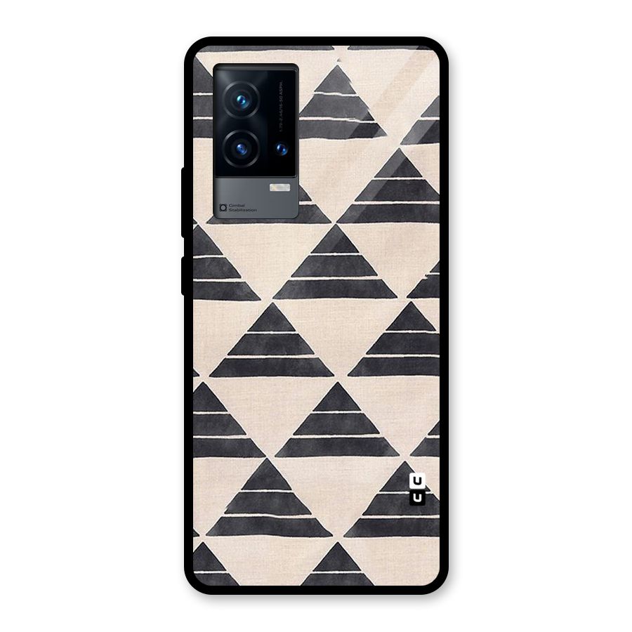 Black Slant Triangles Glass Back Case for iQOO 9 5G