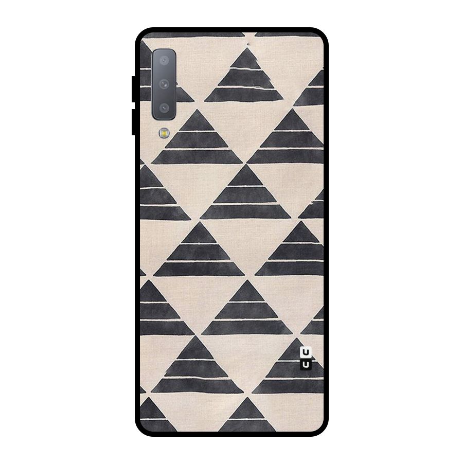 Black Slant Triangles Metal Back Case for Galaxy A7 (2018)