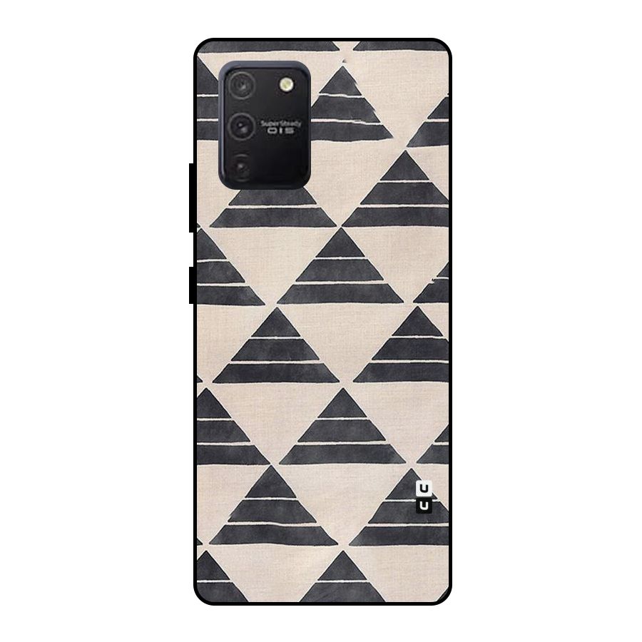 Black Slant Triangles Metal Back Case for Galaxy S10 Lite