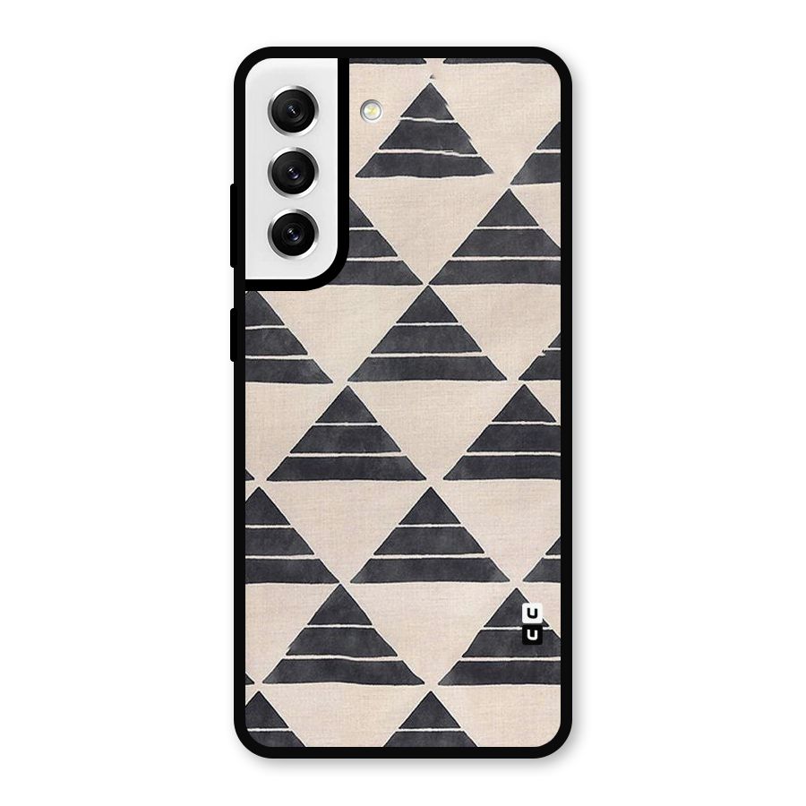 Black Slant Triangles Metal Back Case for Galaxy S21 FE 5G