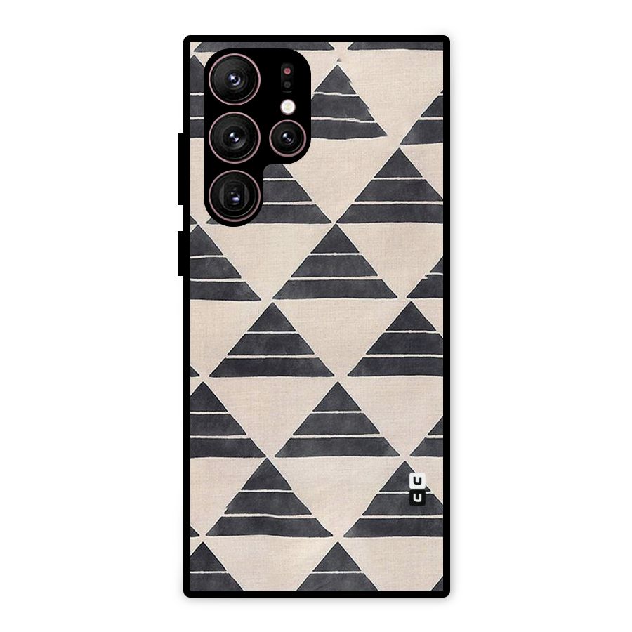 Black Slant Triangles Metal Back Case for Galaxy S22 Ultra 5G