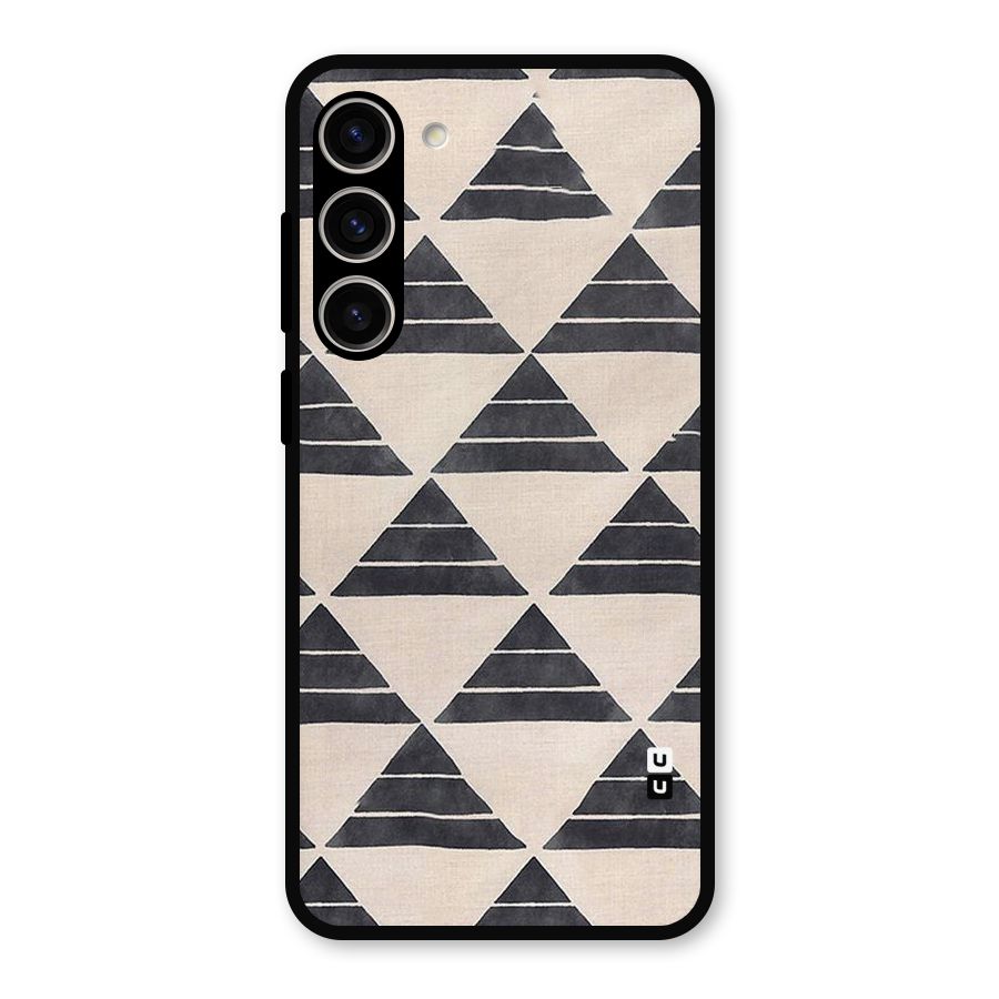 Black Slant Triangles Metal Back Case for Galaxy S23 Plus