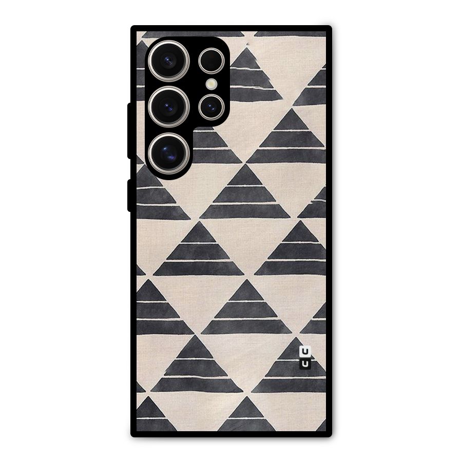 Black Slant Triangles Metal Back Case for Galaxy S24 Ultra
