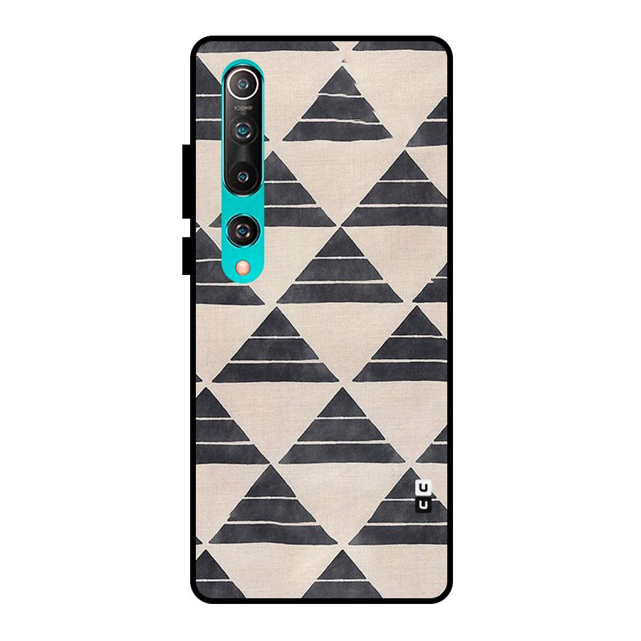Black Slant Triangles Metal Back Case for Mi 10