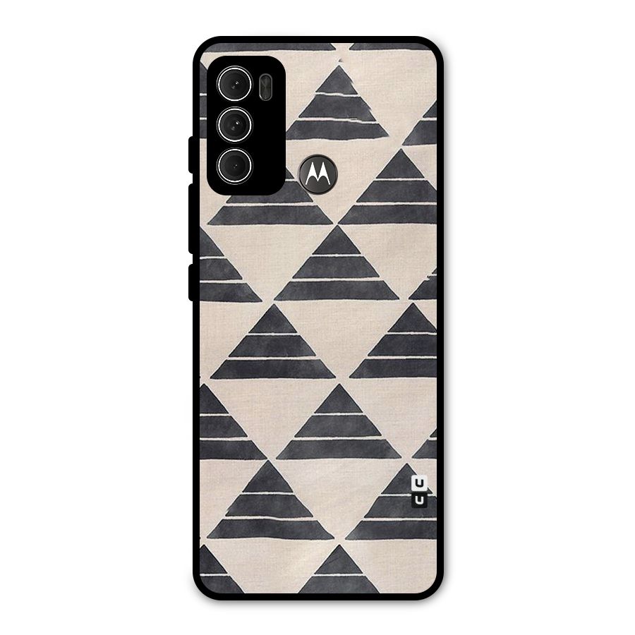 Black Slant Triangles Metal Back Case for Moto G60
