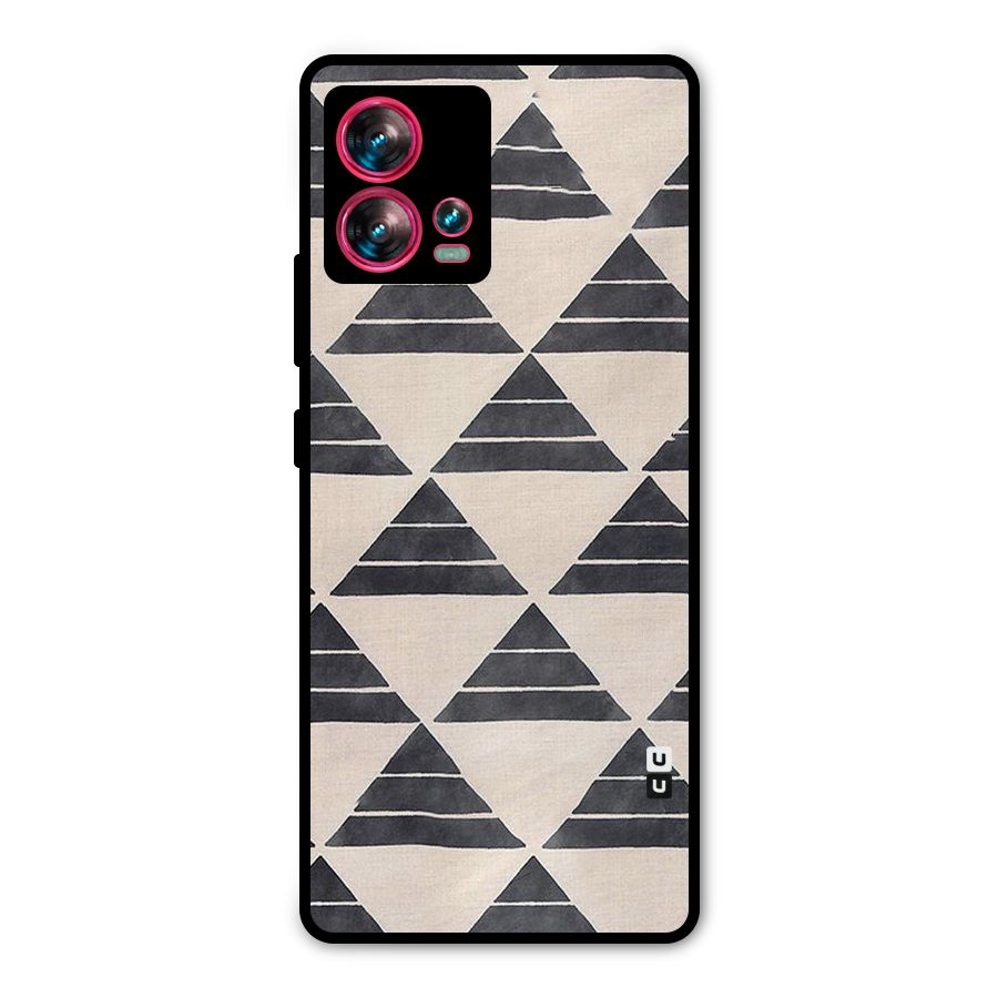 Black Slant Triangles Metal Back Case for Motorola Edge 30 Fusion