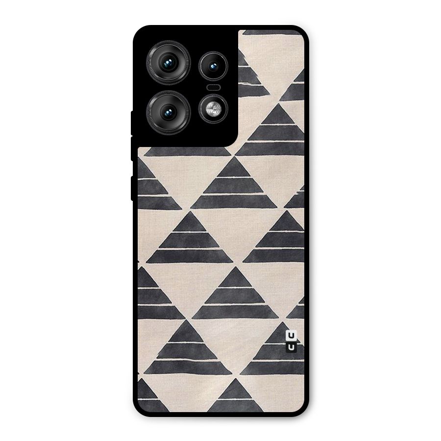 Black Slant Triangles Metal Back Case for Motorola Edge 50 Pro
