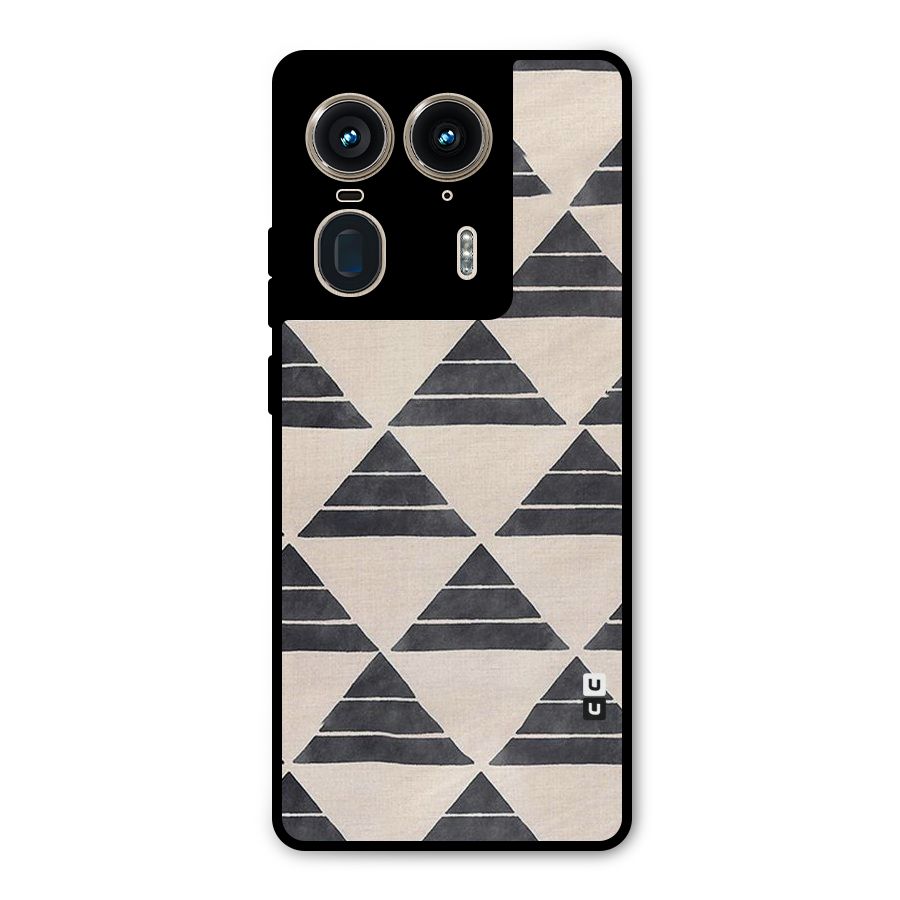Black Slant Triangles Metal Back Case for Motorola Edge 50 Ultra