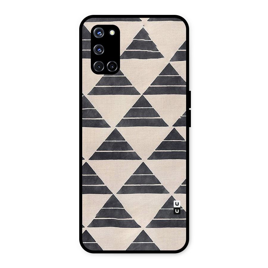 Black Slant Triangles Metal Back Case for Oppo A52