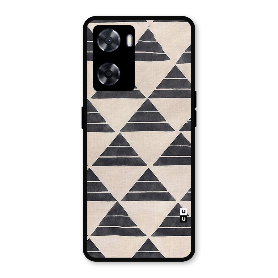 Black Slant Triangles Metal Back Case for Oppo A77s