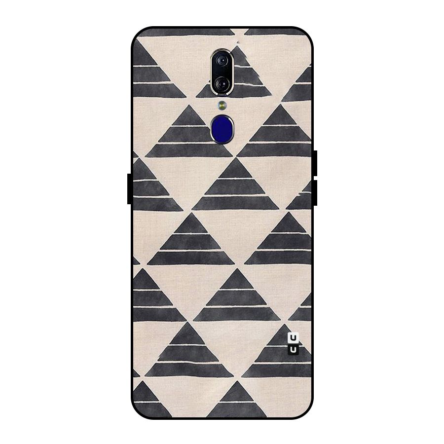 Black Slant Triangles Metal Back Case for Oppo F11