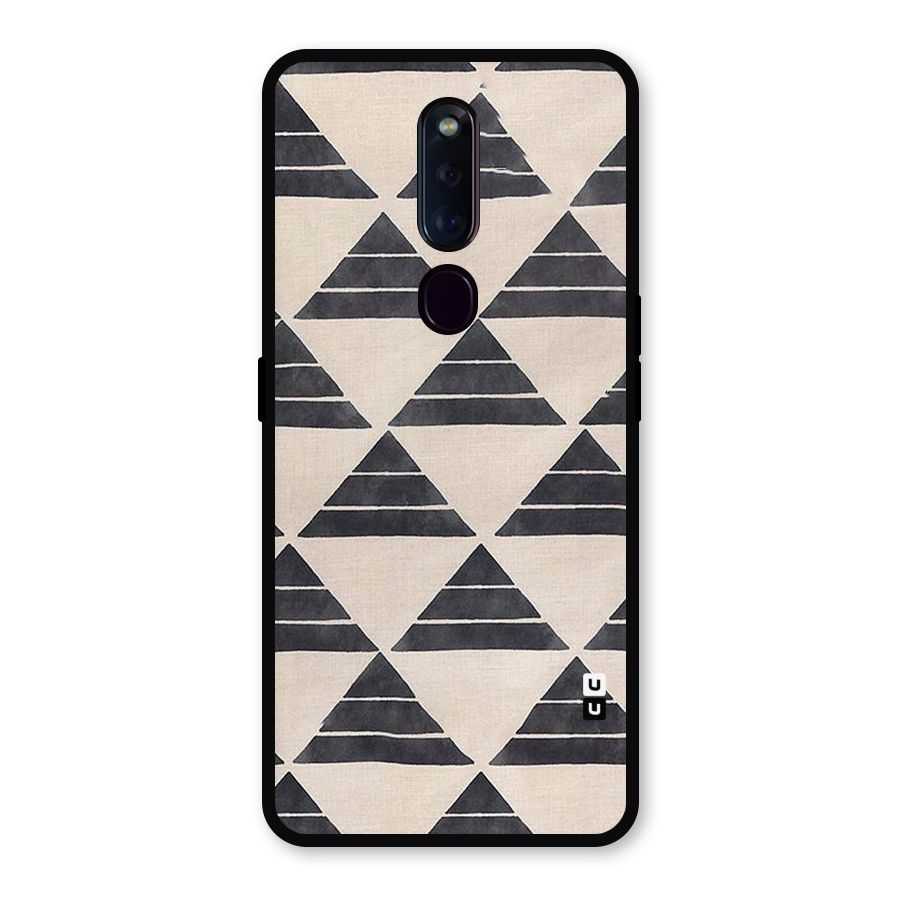 Black Slant Triangles Metal Back Case for Oppo F11 Pro