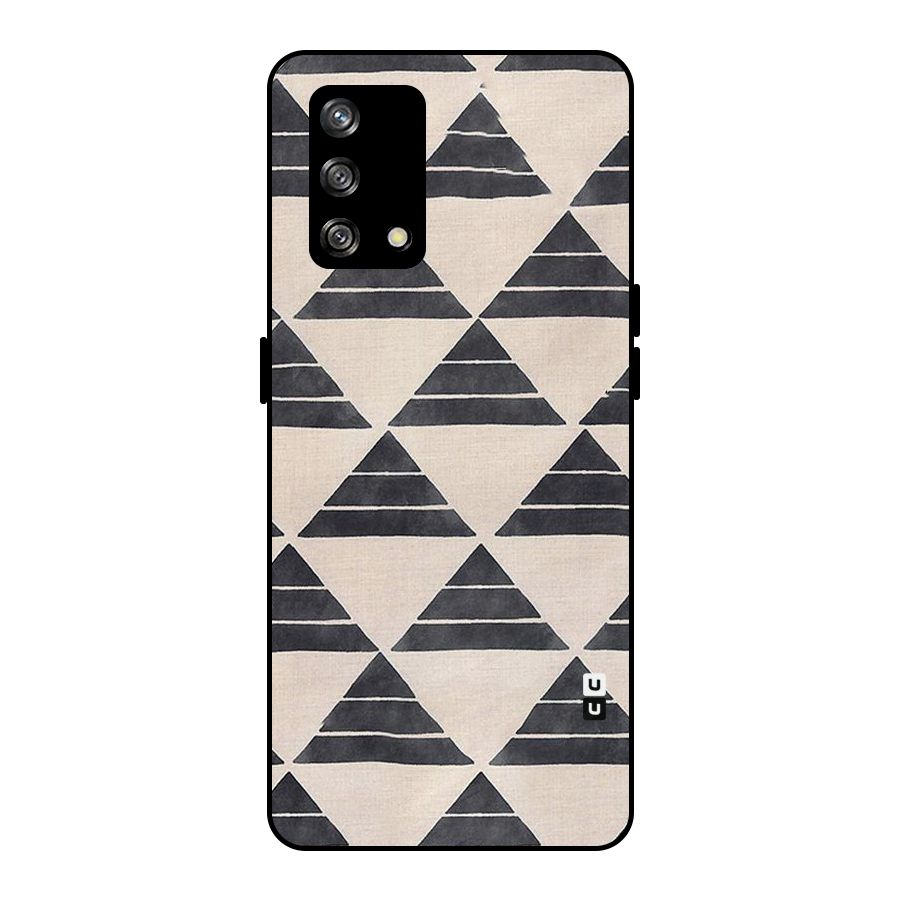 Black Slant Triangles Metal Back Case for Oppo F19