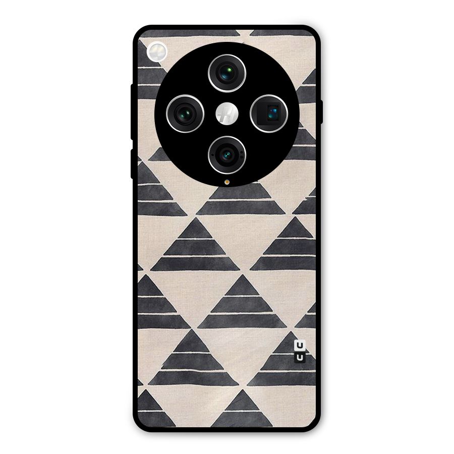 Black Slant Triangles Metal Back Case for Oppo Find X8 Pro