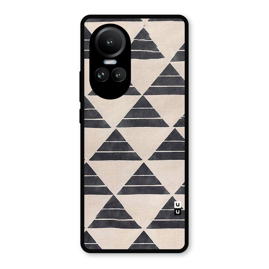 Black Slant Triangles Metal Back Case for Oppo Reno10