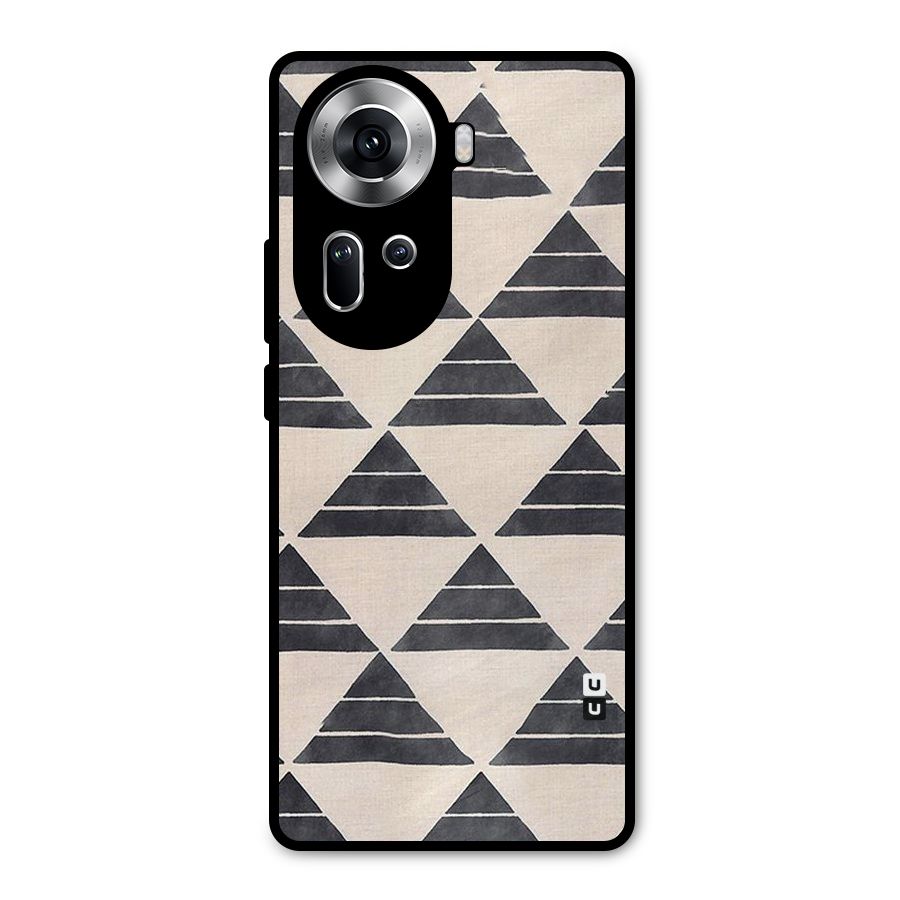 Black Slant Triangles Metal Back Case for Oppo Reno11 5G