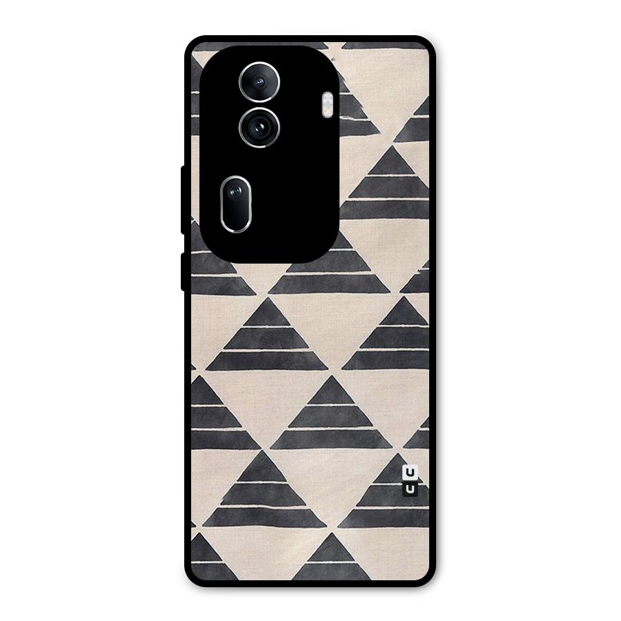 Black Slant Triangles Metal Back Case for Oppo Reno11 Pro 5G