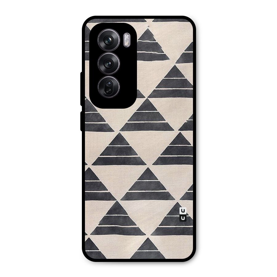 Black Slant Triangles Metal Back Case for Oppo Reno12 Pro