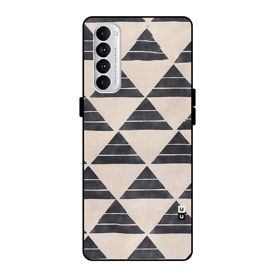 Black Slant Triangles Metal Back Case for Oppo Reno4 Pro