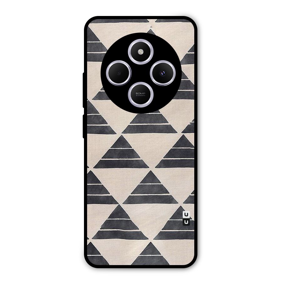 Black Slant Triangles Metal Back Case for Poco C75 5G