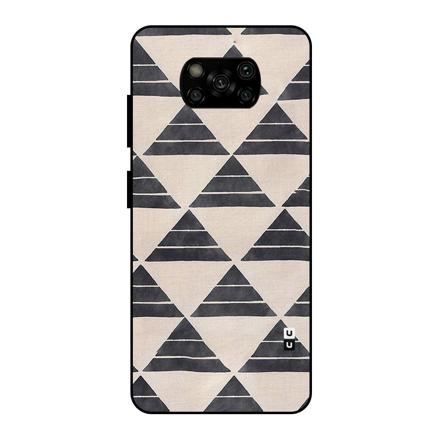 Black Slant Triangles Metal Back Case for Poco X3