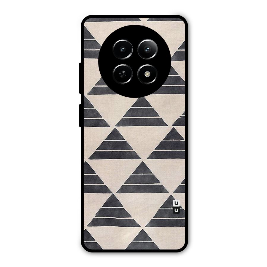 Black Slant Triangles Metal Back Case for Realme 13