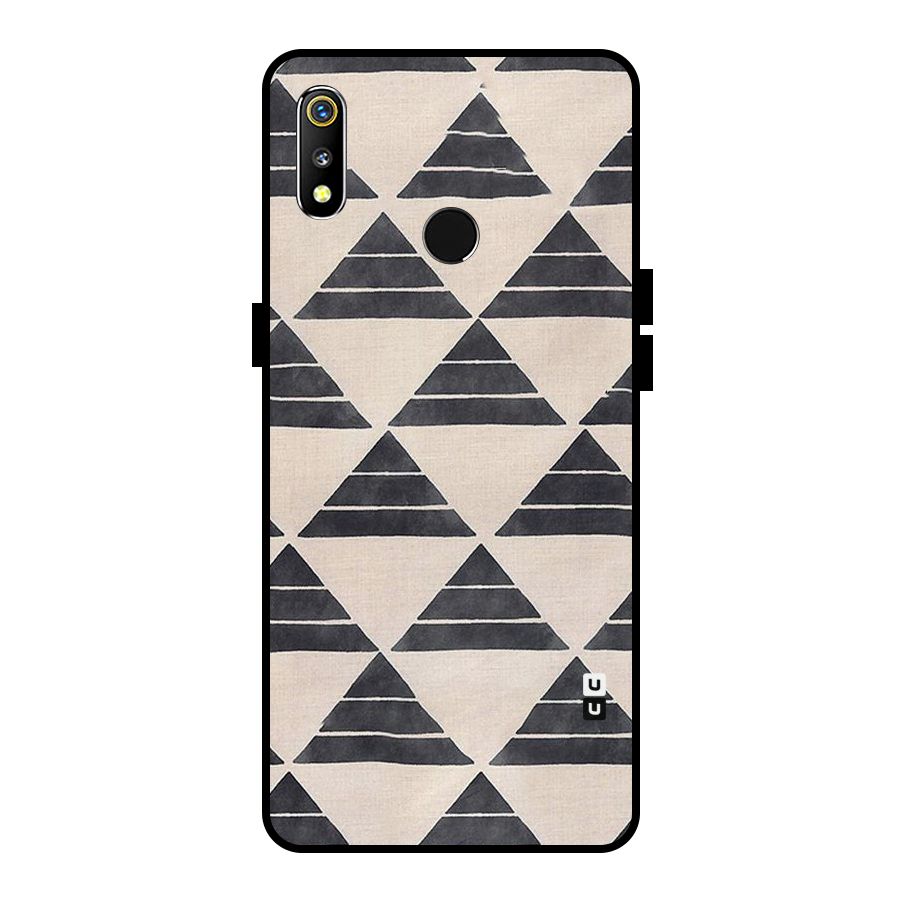 Black Slant Triangles Metal Back Case for Realme 3i
