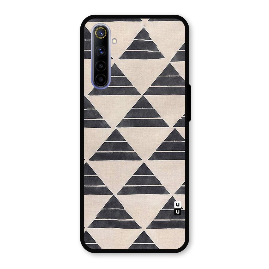 Black Slant Triangles Metal Back Case for Realme 6