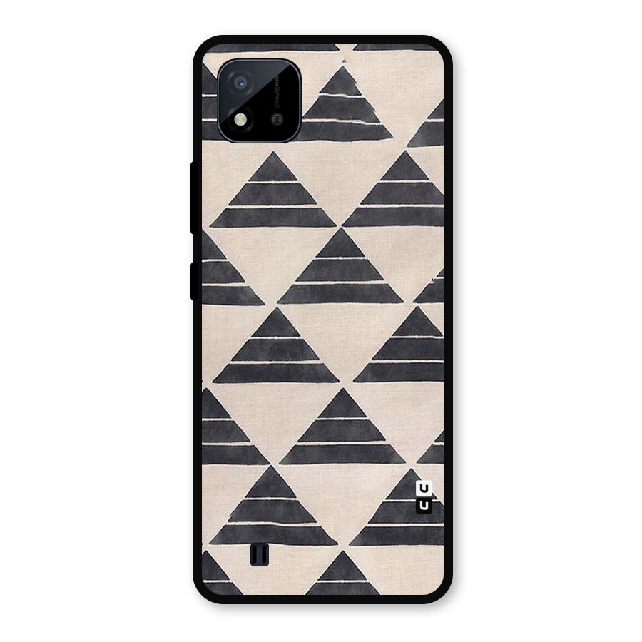 Black Slant Triangles Metal Back Case for Realme C11 2021