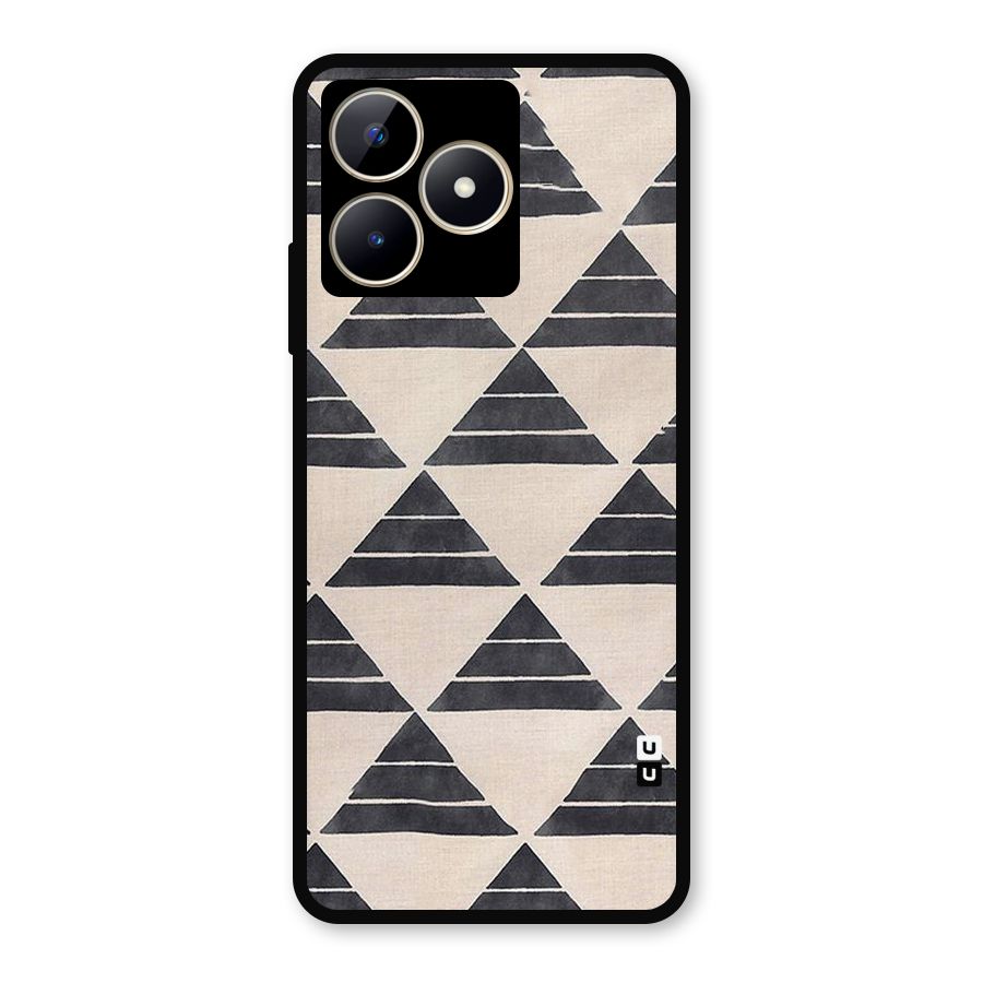 Black Slant Triangles Metal Back Case for Realme C53