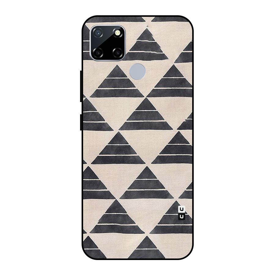 Black Slant Triangles Metal Back Case for Realme Narzo 20