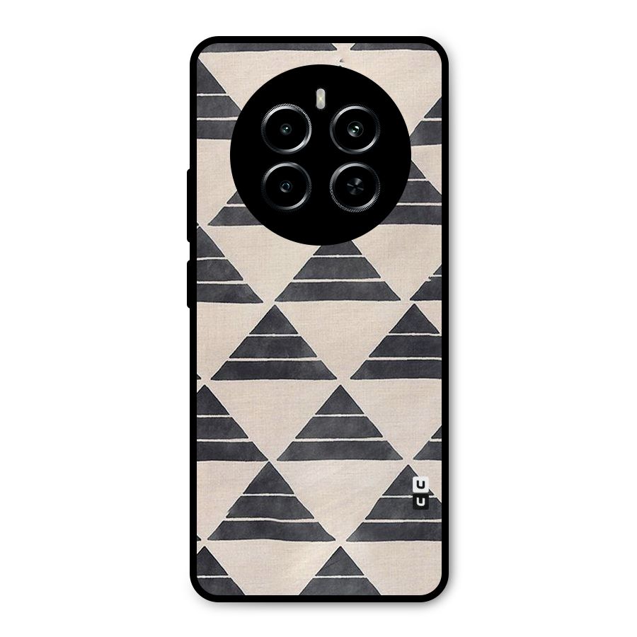 Black Slant Triangles Metal Back Case for Realme P1