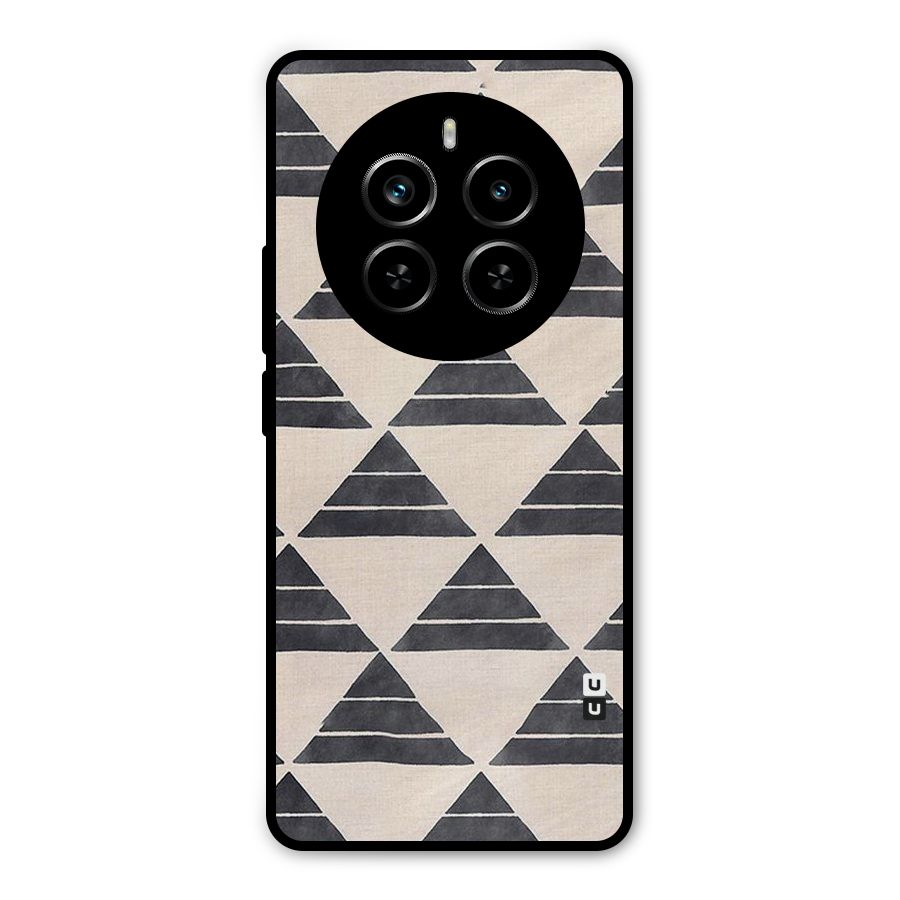 Black Slant Triangles Metal Back Case for Realme P1 Pro