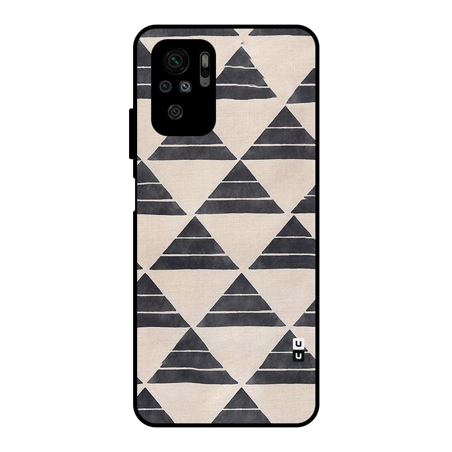 Black Slant Triangles Metal Back Case for Redmi Note 10S