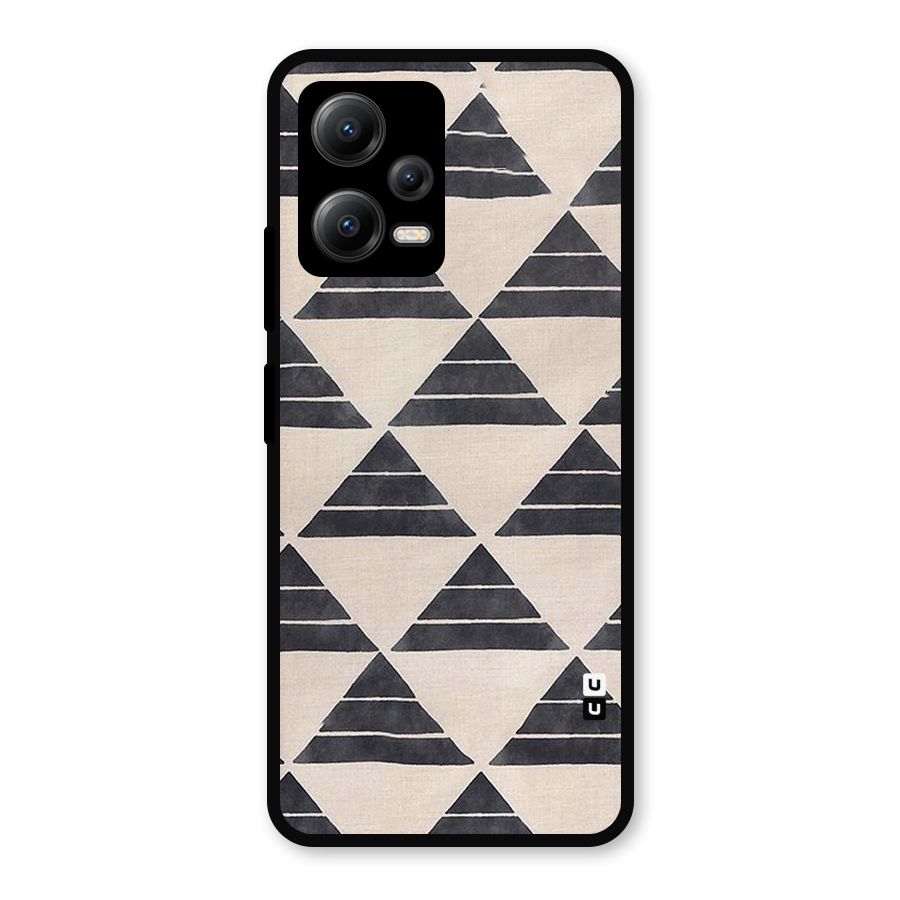 Black Slant Triangles Metal Back Case for Redmi Note 12 5G